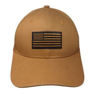 USA Flag Ford Built Tough Strapback Baseball Cap Brown OS Adjustable Patriotic